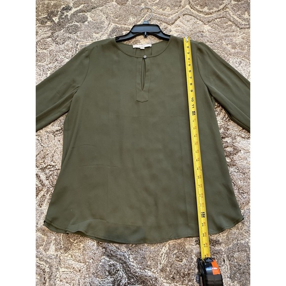 Loft Women Bohemian Boho Bell Sleeve Top Olive Green Loose Medium Chic Business - Picture 7 of 8